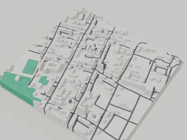 3D model: Bakhmut — centre, 800 × 800 m area