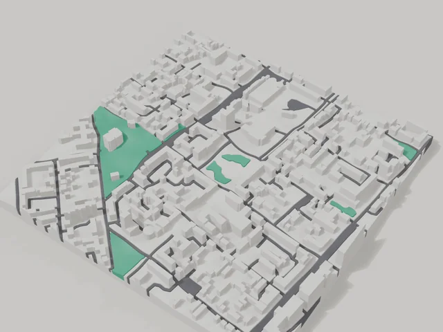 3D model: Berdiansk — centre, 800 × 800 m area