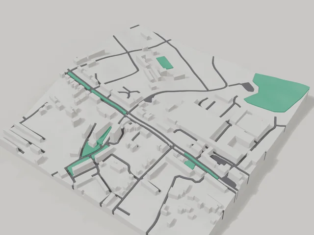 3D model: Berdychiv — centre, 800 × 800 m area