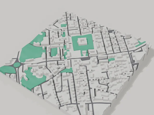 3D model: Bila Tserkva — centre, 800 × 800 m area