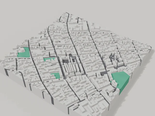 3D model: Bilhorod-Dnistrovskyi — centre, 800 × 800 m area