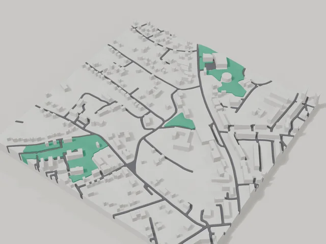 3D model: Boryspil — centre, 800 × 800 m area
