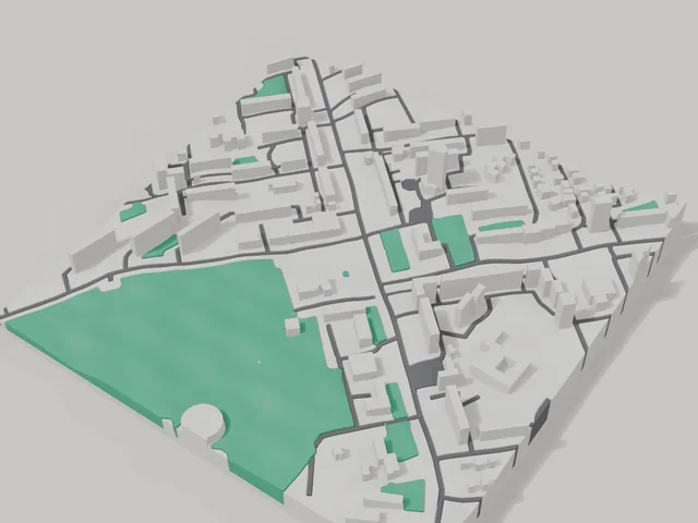 3D model: Brovary — centre, 800 × 800 m area