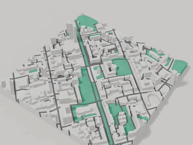 3D-модель: Черкаси — макет центру, ділянка 800 × 800 м