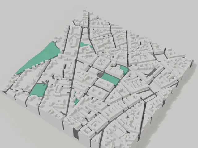 3D model: Chernivtsi — centre, 800 × 800 m area