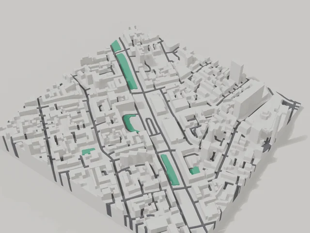 3D-модель: Дніпро — макет центру, ділянка 800 × 800 м
