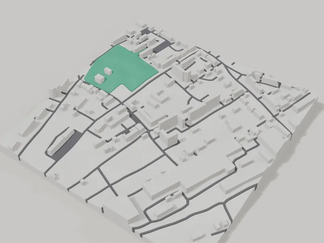 3D model: Fastiv — centre, 800 × 800 m area