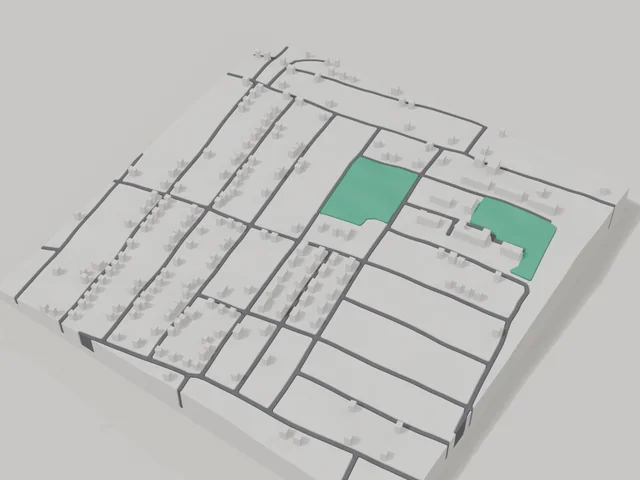 3D model: Horlivka — centre, 800 × 800 m area