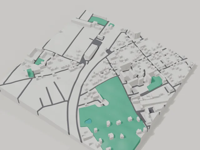 3D model: Irpin — centre, 800 × 800 m area