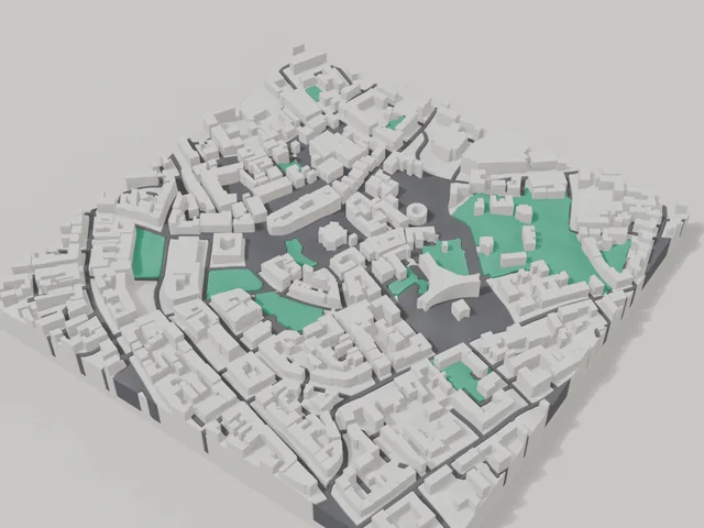 3D-модель: Івано-Франківськ — макет центру, ділянка 800 × 800 м