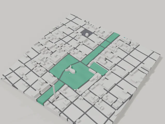 3D model: Izmail — centre, 800 × 800 m area