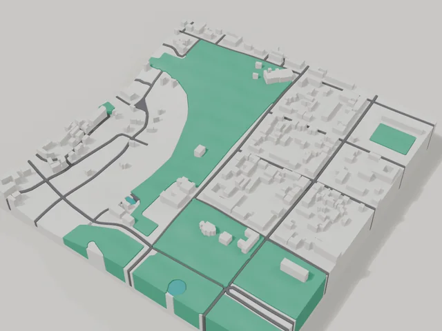 3D model: Kamianets-Podilskyi — centre, 800 × 800 m area