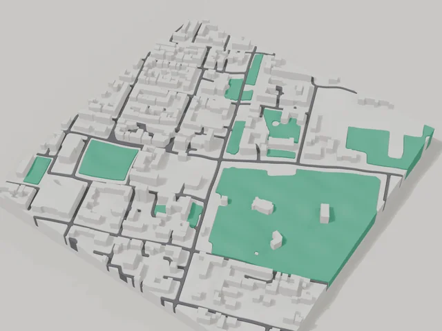 3D-модель: Херсон — макет центру, ділянка 800 × 800 м
