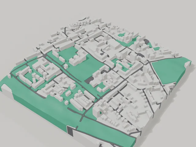 3D-модель: Хмельницький — макет центру, ділянка 800 × 800 м