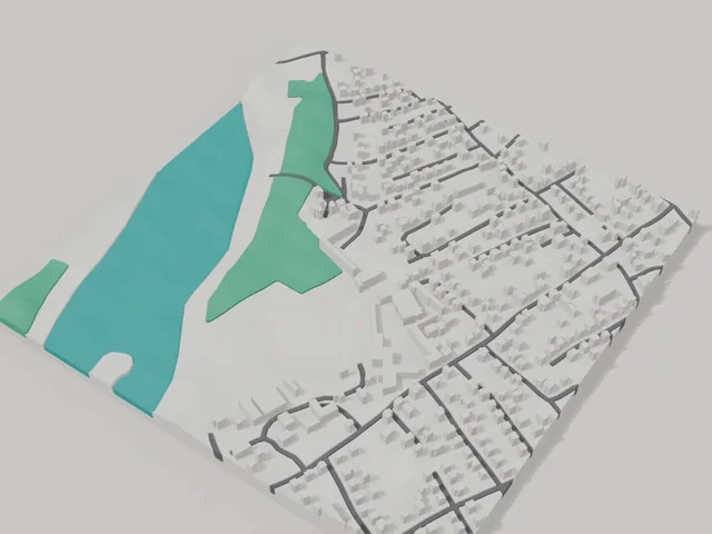 3D model: Kolomyia — centre, 800 × 800 m area