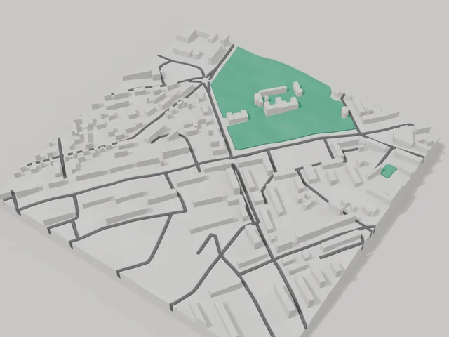 3D model: Konotop — centre, 800 × 800 m area