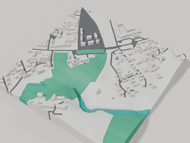 3D model: Korosten — centre, 800 × 800 m area