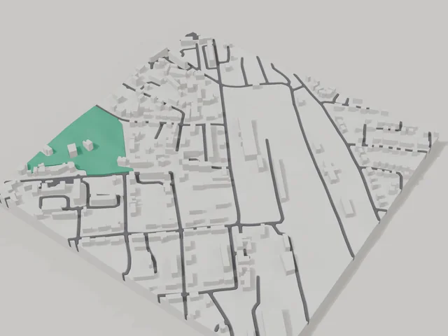 3D model: Kovel — centre, 800 × 800 m area