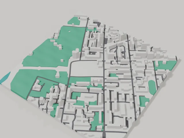 3D model: Kremenchuk — centre, 800 × 800 m area