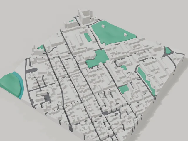 3D-модель: Кропивницький — макет центру, ділянка 800 × 800 м
