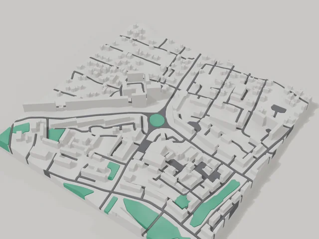 3D-модель: Кривий Ріг — макет центру, ділянка 800 × 800 м