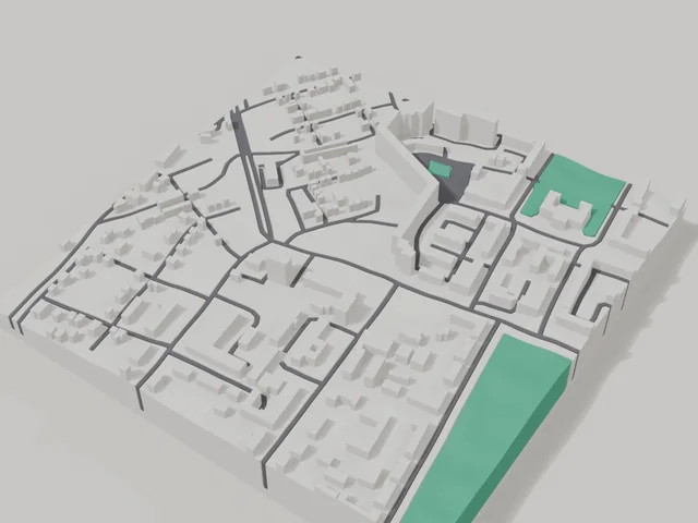 3D model: Luhansk — centre, 800 × 800 m area