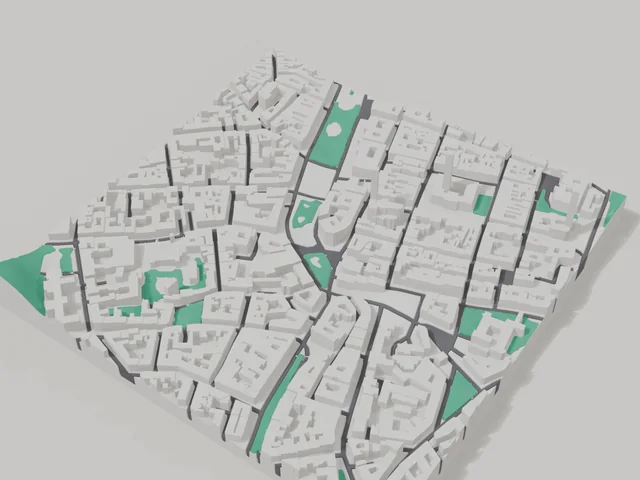 3D-модель: Львів — макет центру, ділянка 800 × 800 м