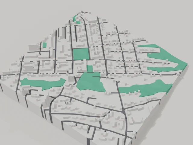 3D model: Lysychansk — centre, 800 × 800 m area