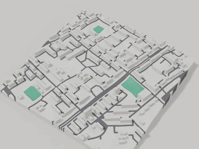 3D model: Mariupol — centre, 800 × 800 m area