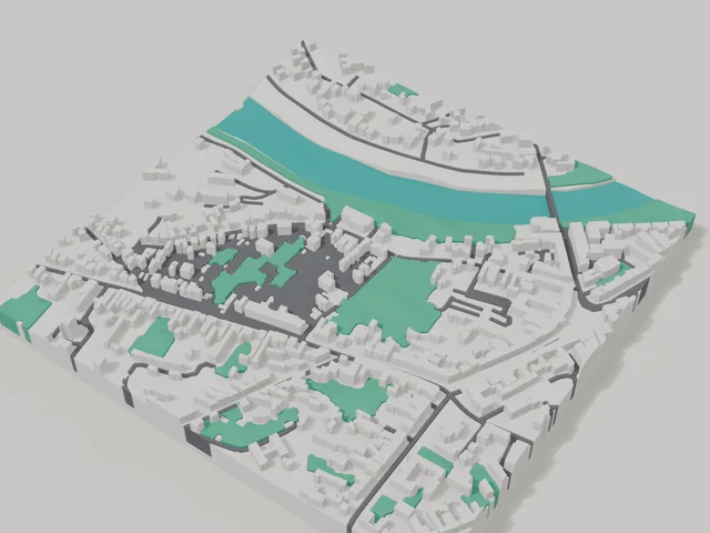 3D model: Mukachevo — centre, 800 × 800 m area