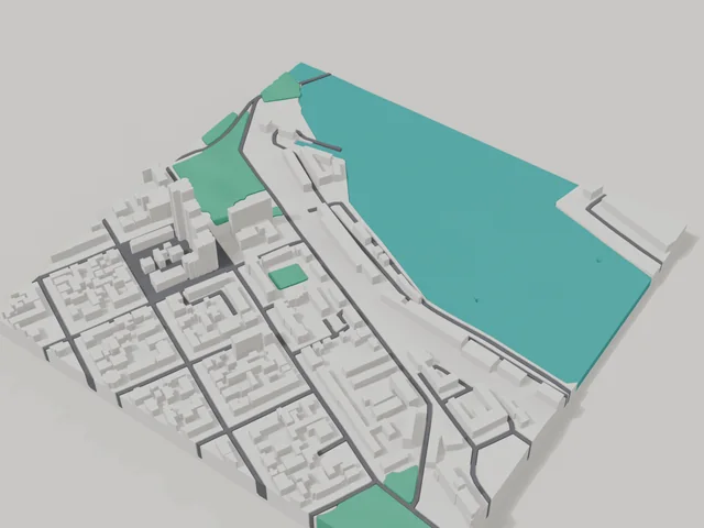 3D-модель: Миколаїв — макет центру, ділянка 800 × 800 м