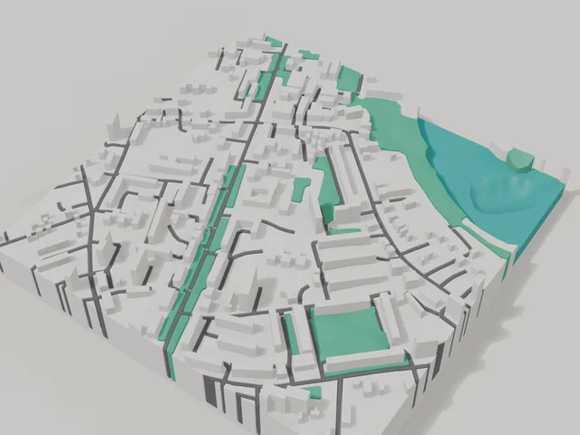 3D model: Myrhorod — centre, 800 × 800 m area