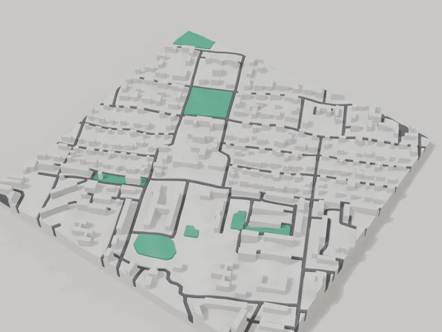3D model: Nova Kakhovka — centre, 800 × 800 m area