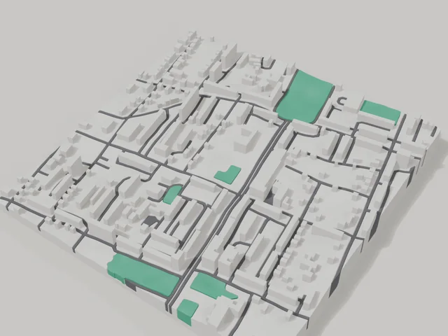 3D model: Oleksandriia — centre, 800 × 800 m area