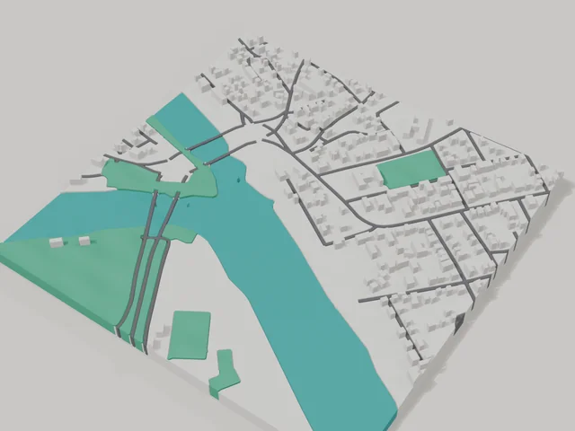 3D model: Pervomaisk — centre, 800 × 800 m area