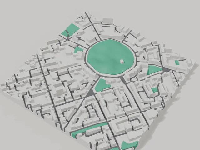 3D-модель: Полтава — макет центру, ділянка 800 × 800 м