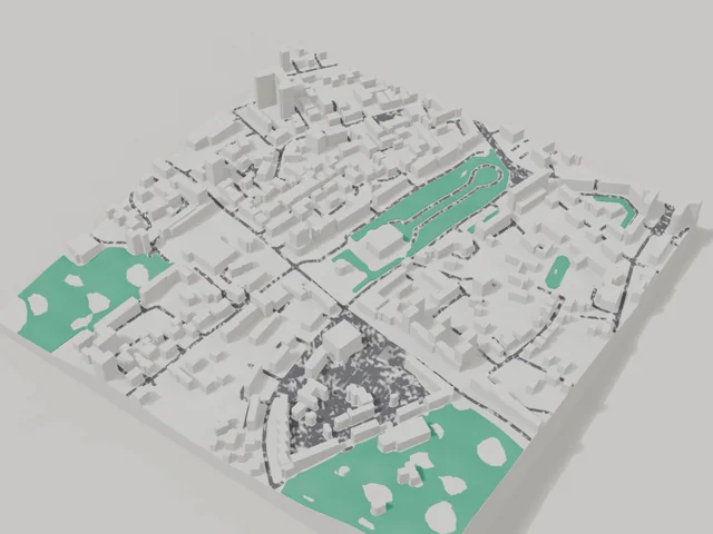 3D model: Riwne — centre, 800 × 800 m area