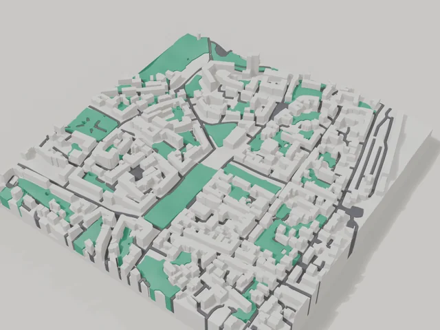 3D-модель: Тернопіль — макет центру, ділянка 800 × 800 м