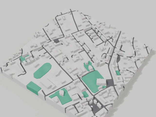 3D model: Uman — centre, 800 × 800 m area