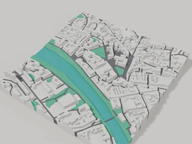3D model: Uzhhorod — centre, 800 × 800 m area