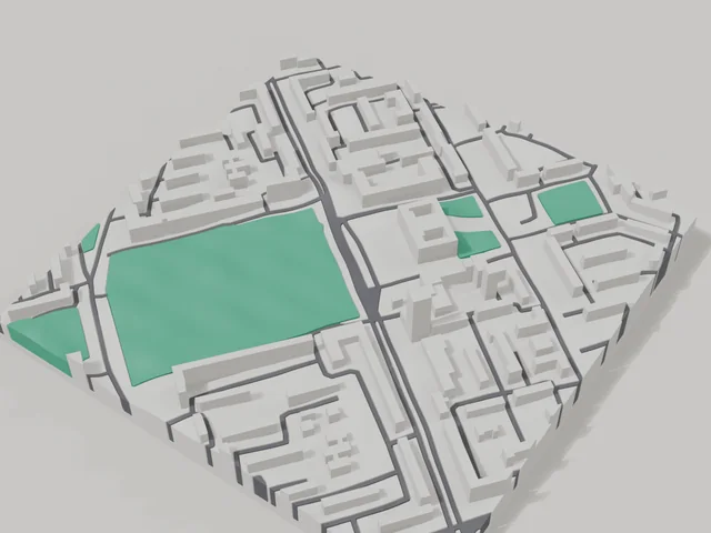 3D-модель: Запоріжжя — макет центру, ділянка 800 × 800 м