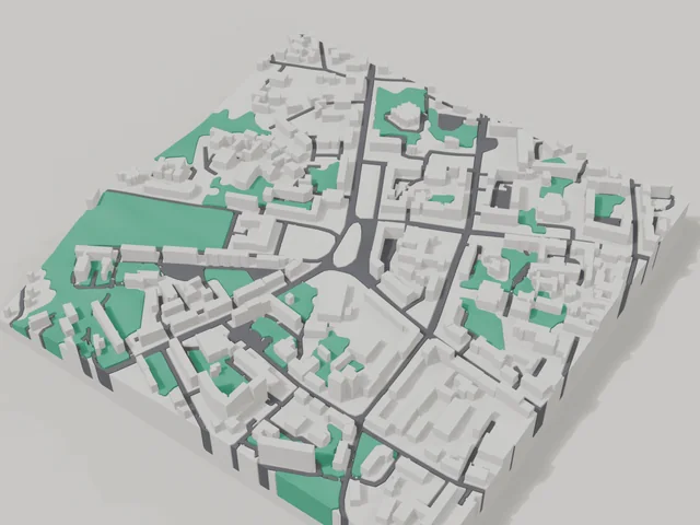 3D-модель: Житомир — макет центру, ділянка 800 × 800 м