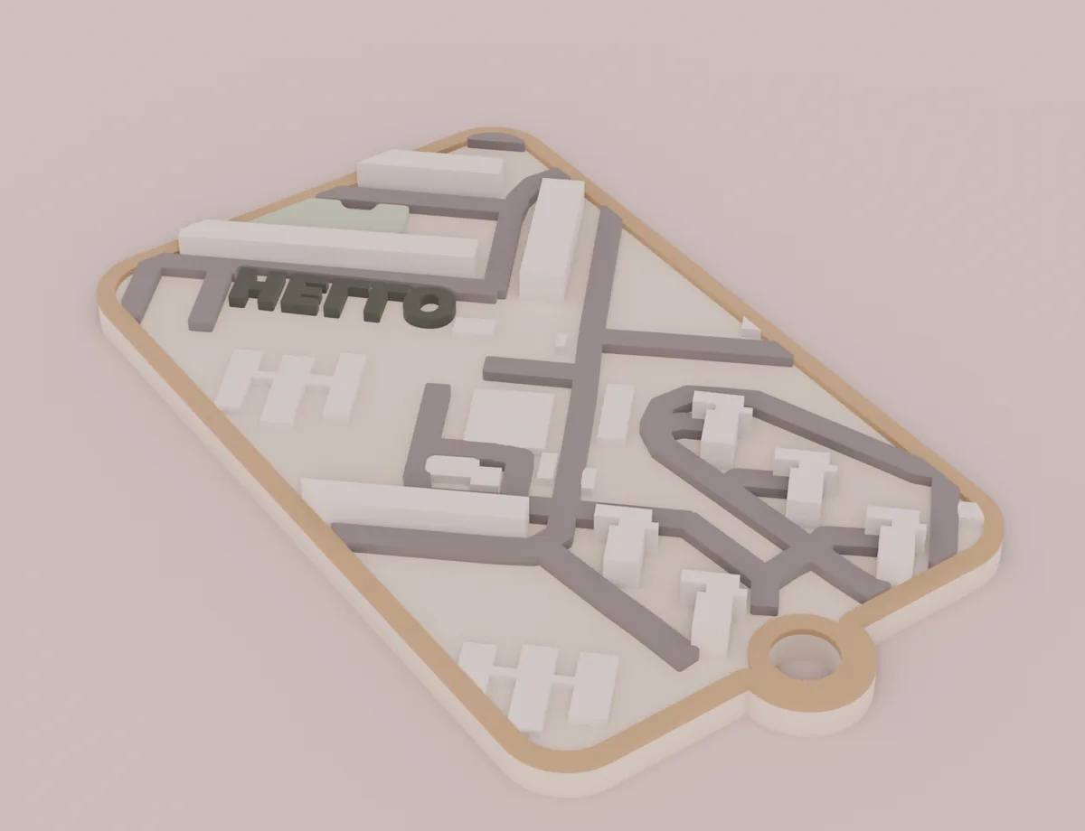 City map keychain — printed sample 2